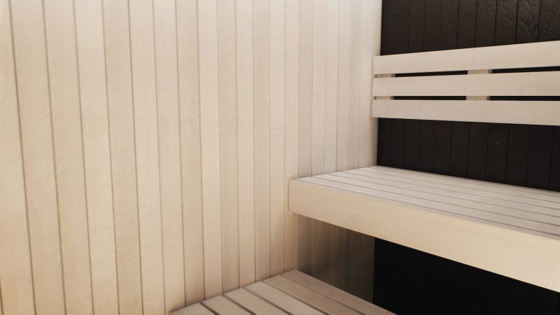 A sauna built out of aspen wood - interior view